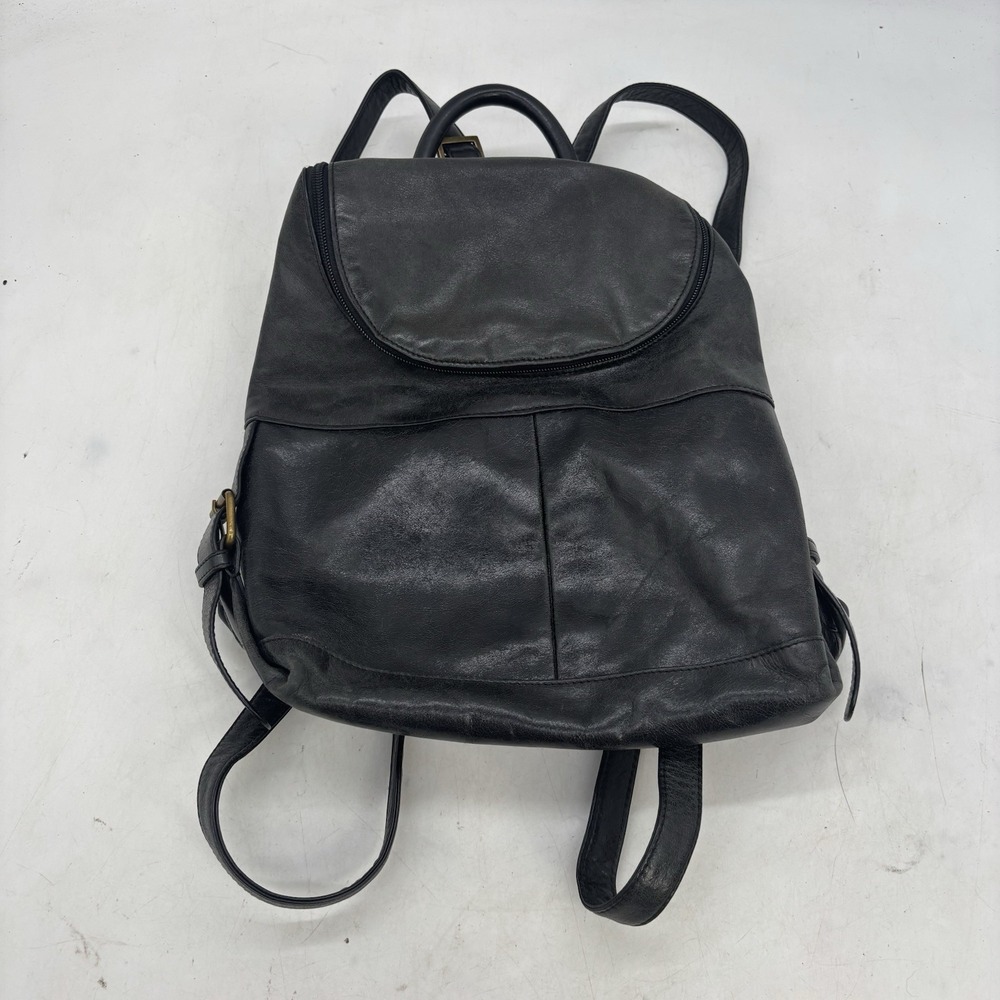 Vintage HOBO International Black Leather Small Backpack Handbag 10x12